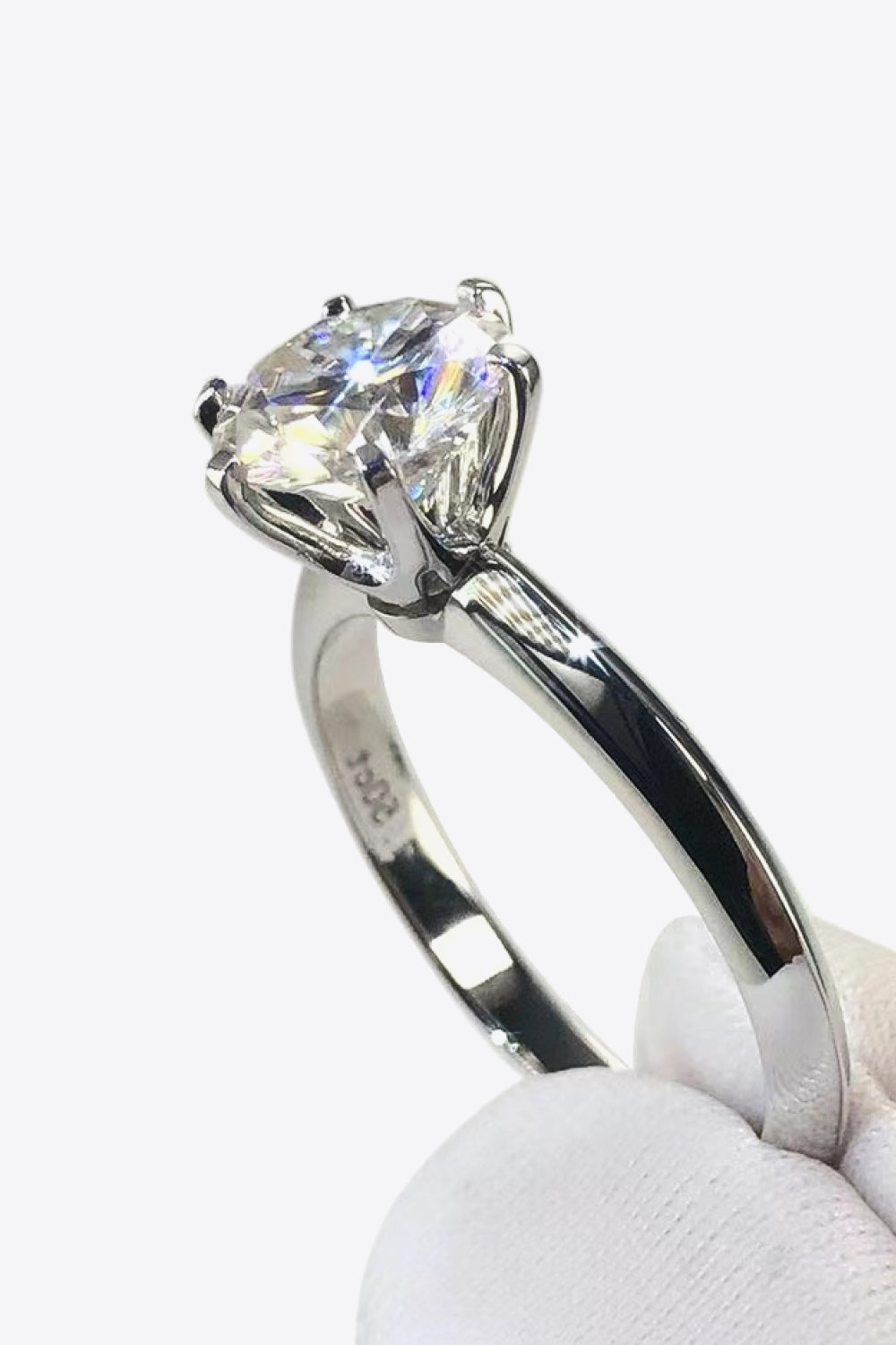 Adored Platinum Over Pure Sterling Silver 3 Carat Brilliant Round Cut Sparkala™ 6-Prong Solitaire Ring