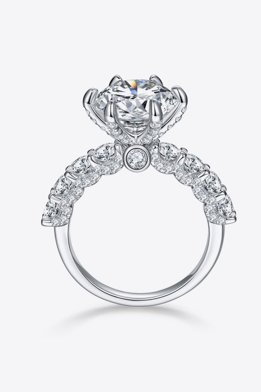 5 Carat Brilliant Round Cut Sparkala™ Solitaire with Side Stone Ring (Platinum Plated Pure Sterling Silver)