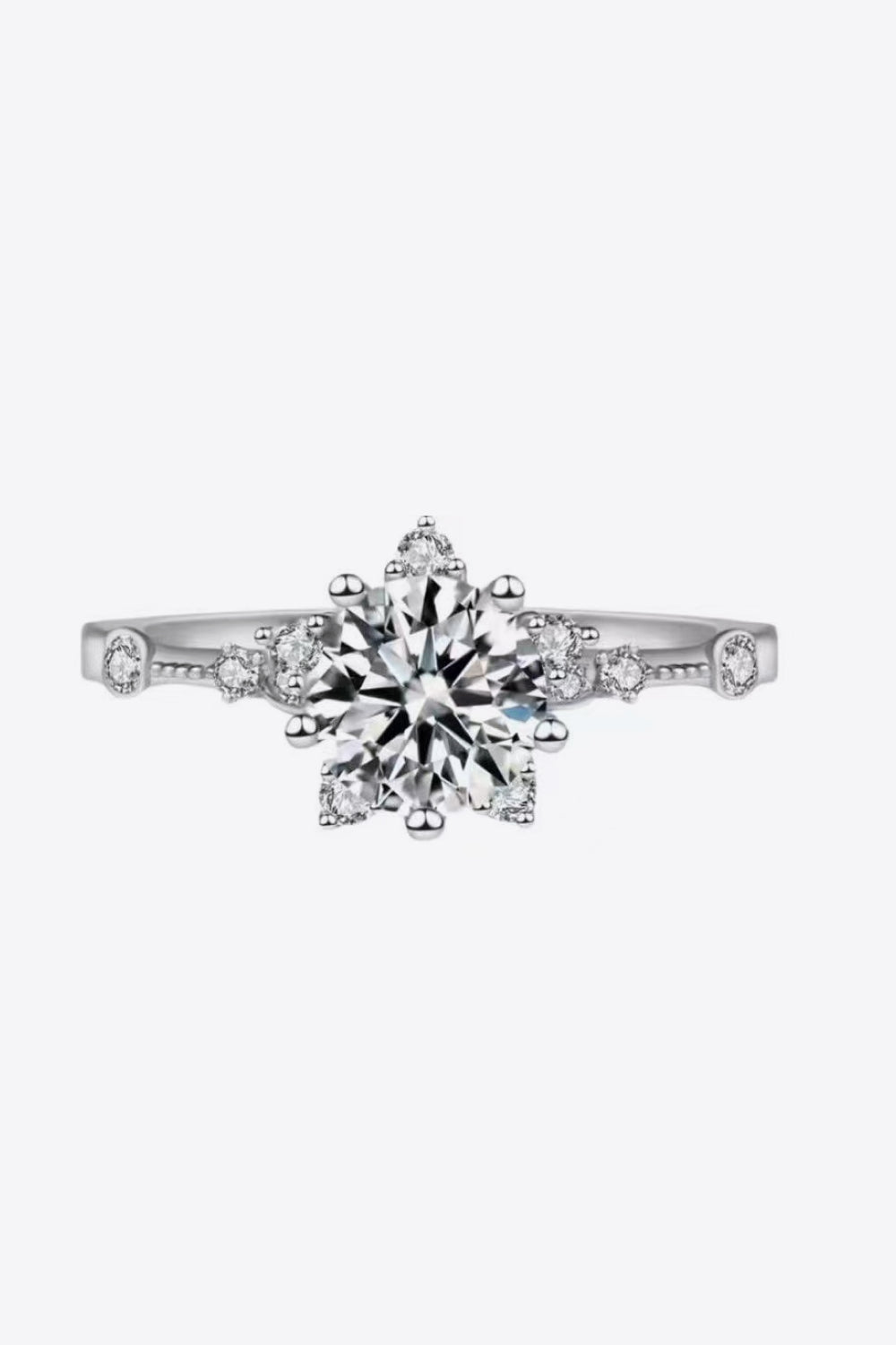 1 Carat Round Brilliant Cut Moissanite 6-Prong Ring - Sparkala