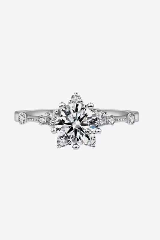 1 Carat Round Brilliant Cut Moissanite 6-Prong Ring - Sparkala
