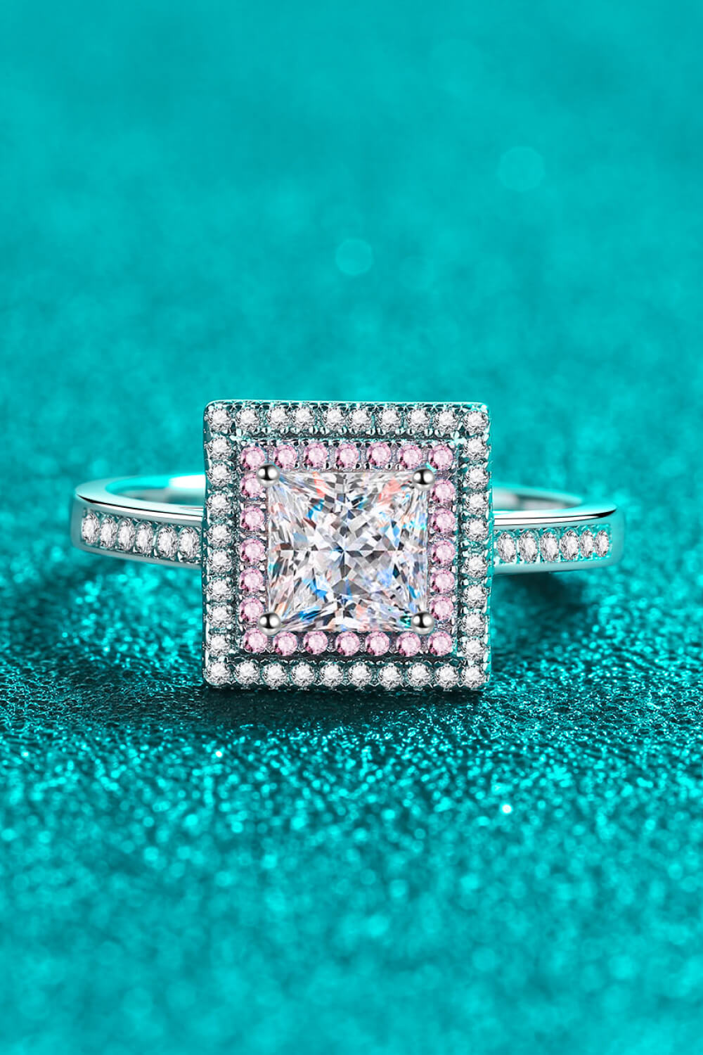 Stay Elegant 1 Carat Two-Tone Pink Princess-Cut Sparkala™ Ring (Platinum Over Pure Sterling Silver)
