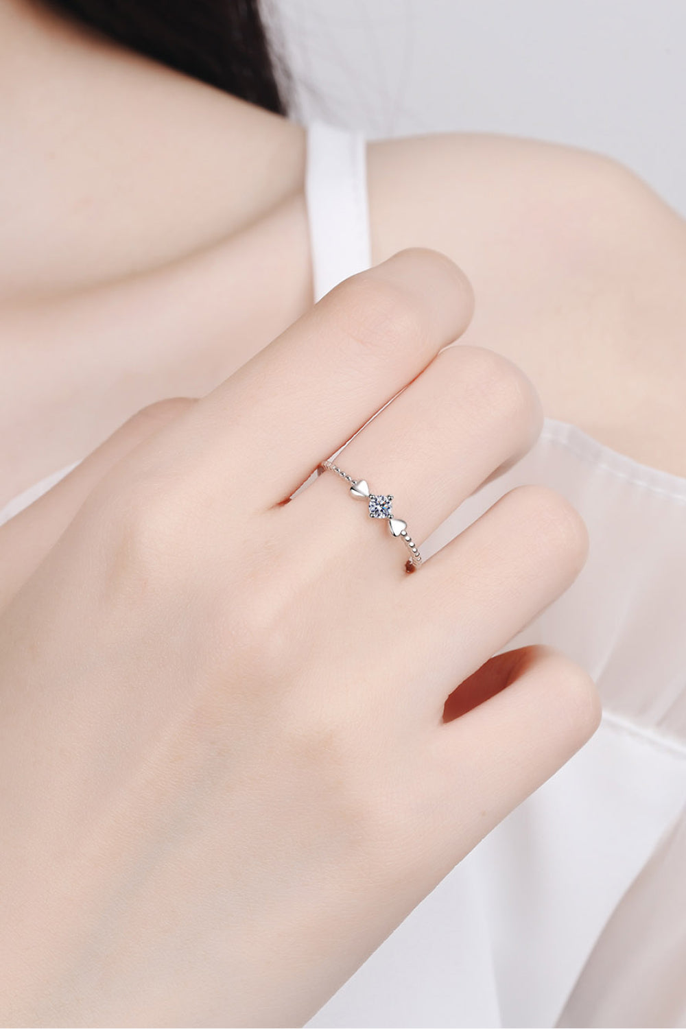 Adored Sparkala™ Moissanite Heart 925 Sterling Silver Ring