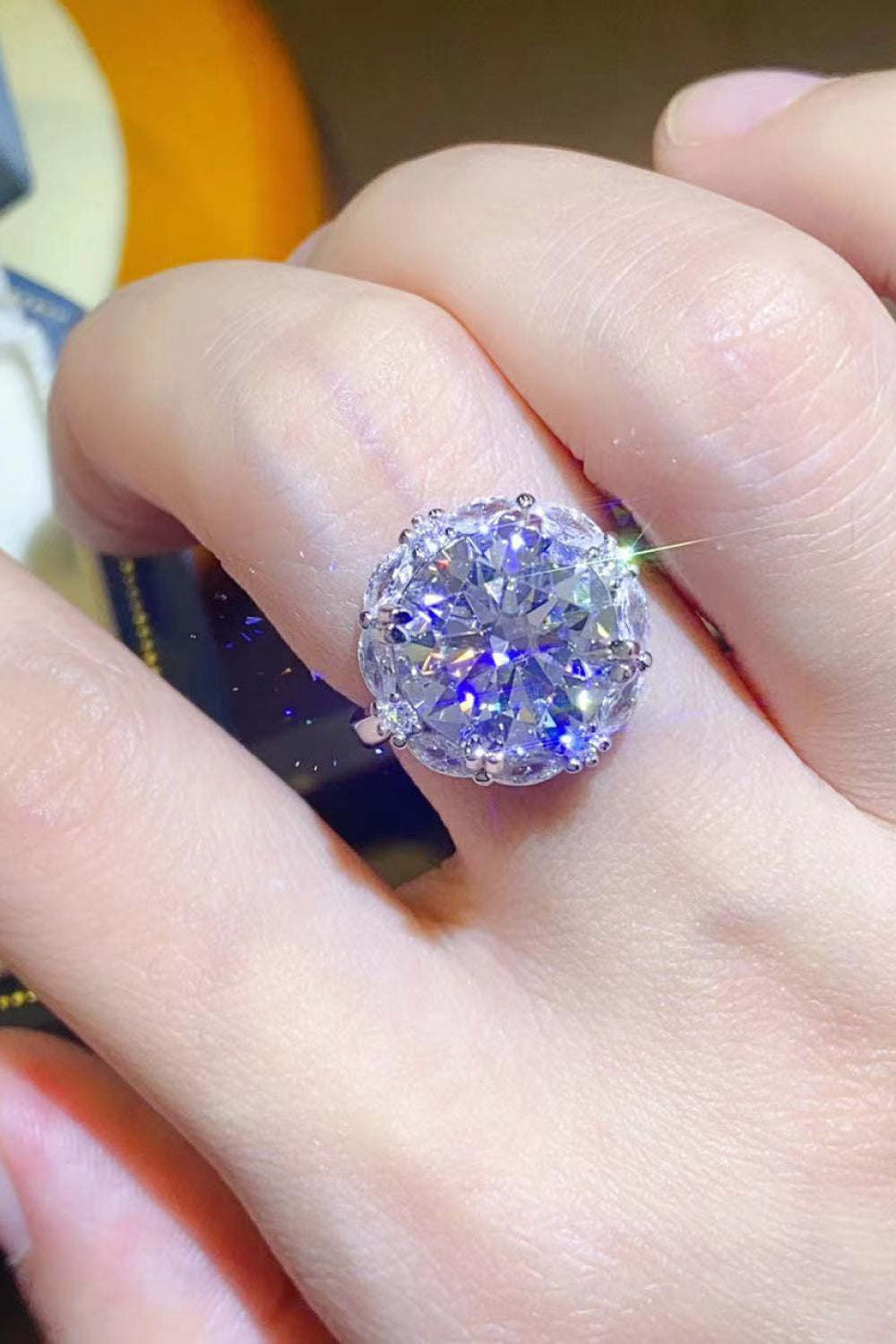 5 Carat Brilliant Round Cut Sparkala™ Moissanite Platinum Over Pure Sterling Silver Ring