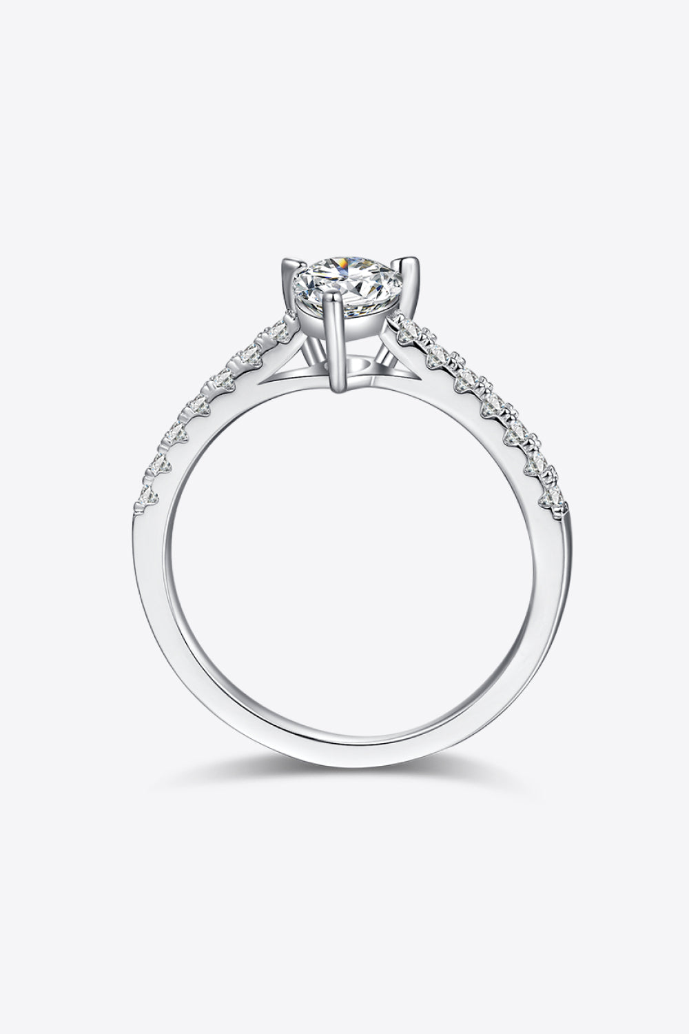 1 Carat Pear-Cut Moissanite Platinum Over Pure Sterling Silver Side Stone Ring - Sparkala