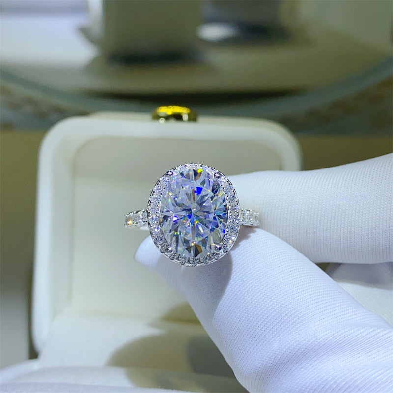 5 Carat Oval-Cut Sparkala™ Moissanite Pure Sterling Silver Ring