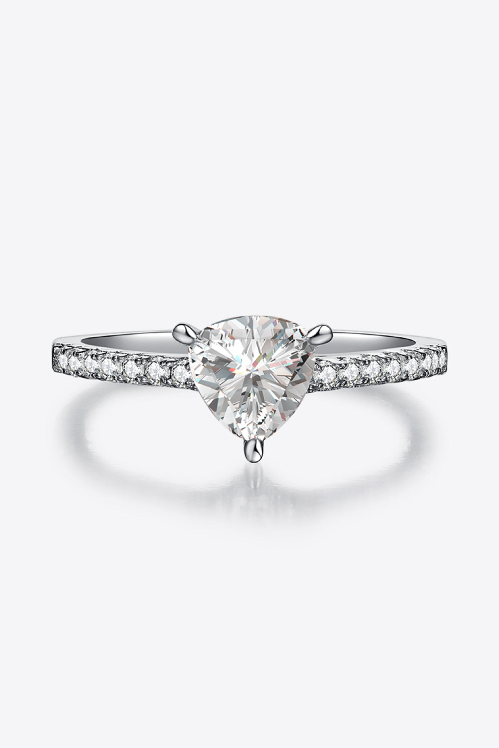 1 Carat Trillion-Cut Moissanite Platinum Over Pure Sterling Silver Ring - Sparkala