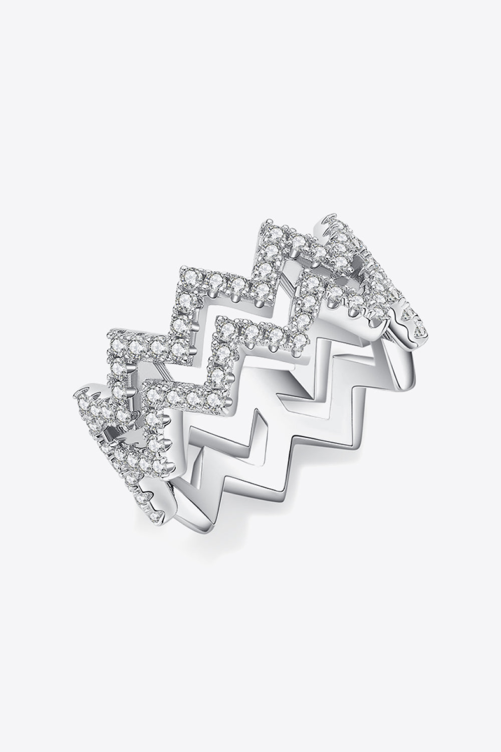 Adored Sparkala™ Moissanite Zigzag Stacking Rings (Platinum Over Pure Sterling Silver)