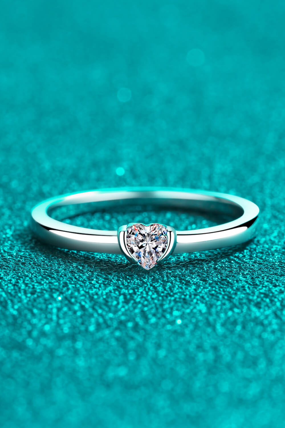 Heart-Shaped Moissanite Solitaire Ring - Sparkala
