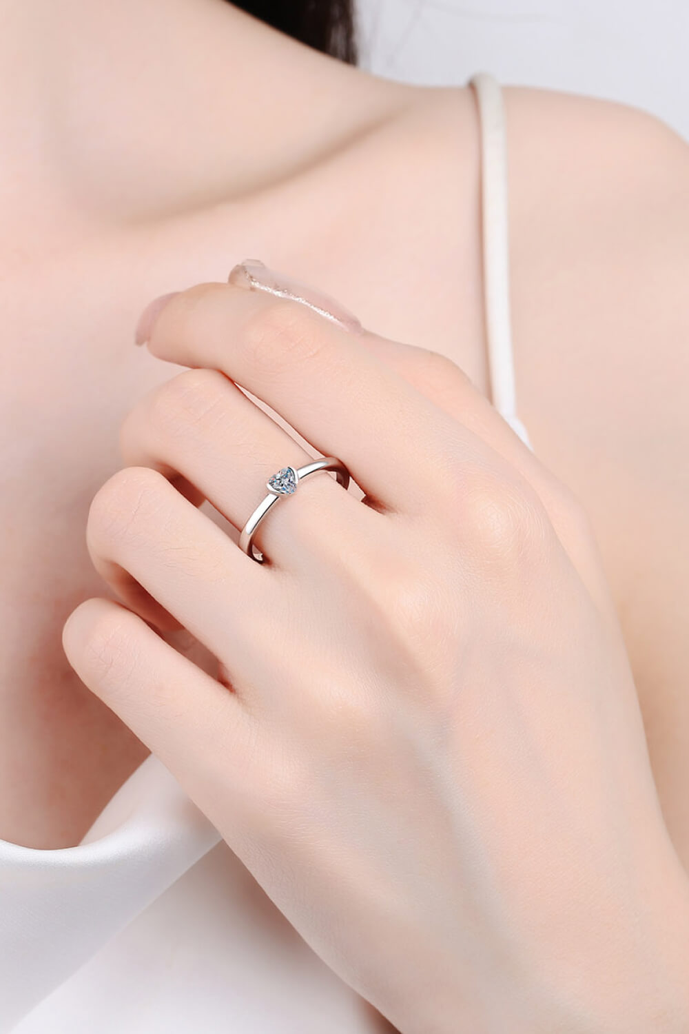 Heart-Shaped Moissanite Solitaire Ring - Sparkala