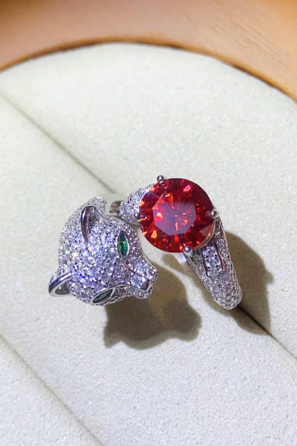 2 Carat Red Moissanite Adjustable Animal Ring - Sparkala