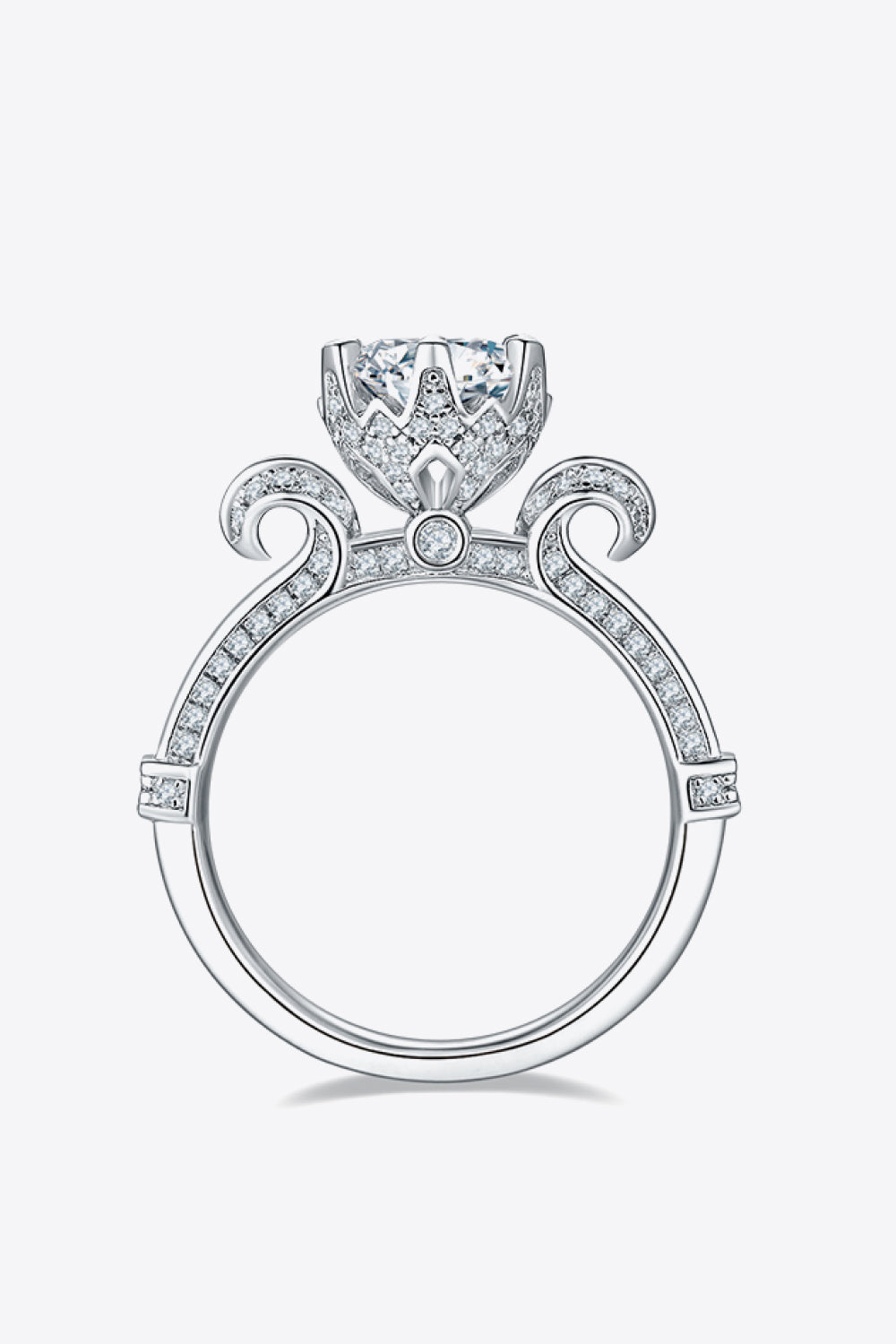 Adored 1 Carat Brilliant Round Cut Sparkala™ Moissanite Platinum Over Pure Sterling Silver Ring