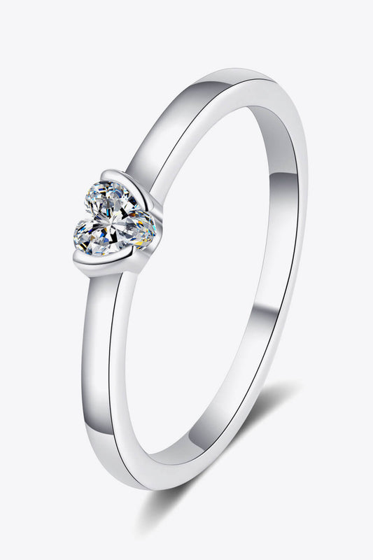 Heart-Shaped Moissanite Solitaire Ring - Sparkala