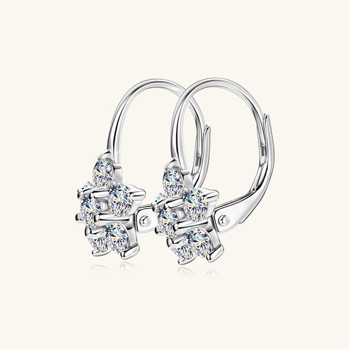 1.2 Carat Pure Sterling Silver Moissanite Flower Huggie Earrings - Sparkala