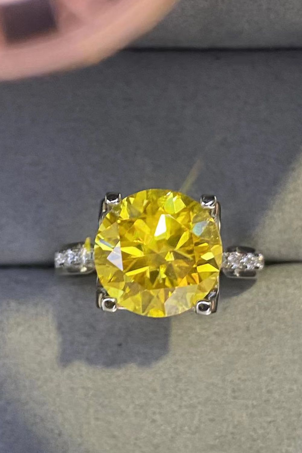 5 Carat Yellow Yellow Brilliant Round Cut Sparkala™ Moissanite Platinum Over Pure Sterling Silver Ring