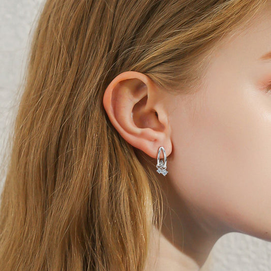 Platinum-Plated Pure Sterling Silver Sparkala™ C-Hoop Earrings