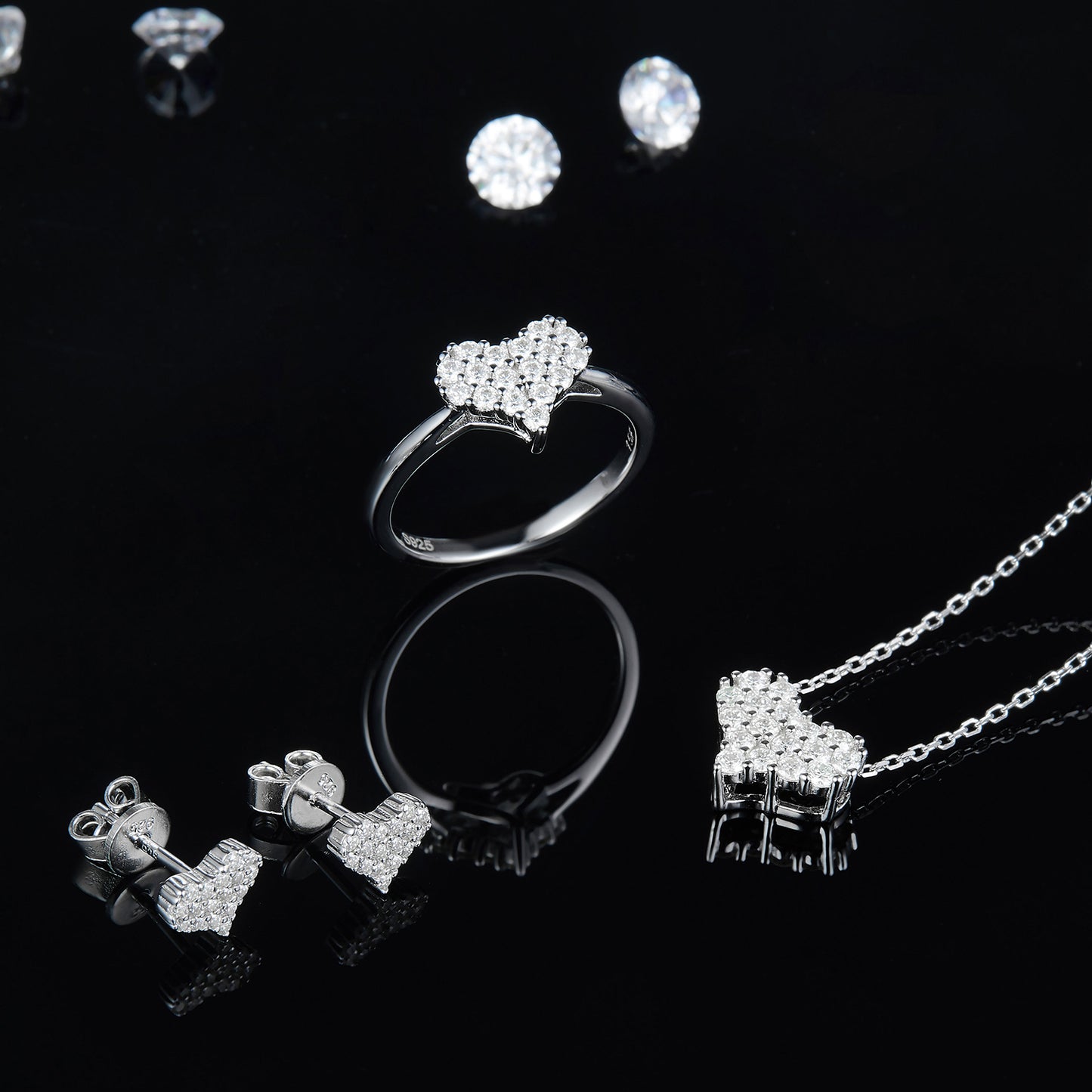 Sparkala™ Moissanite Pure Sterling Silver Heart Ring