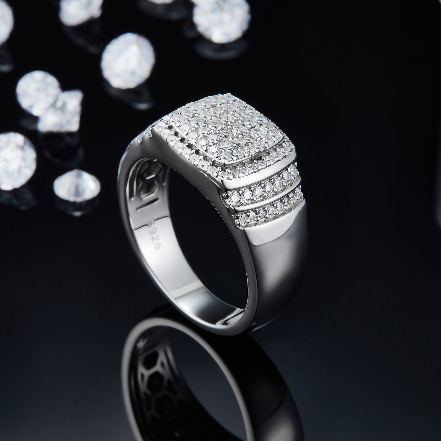 Sparkala™ Moissanite Platinum Over Pure Sterling Silver Ring