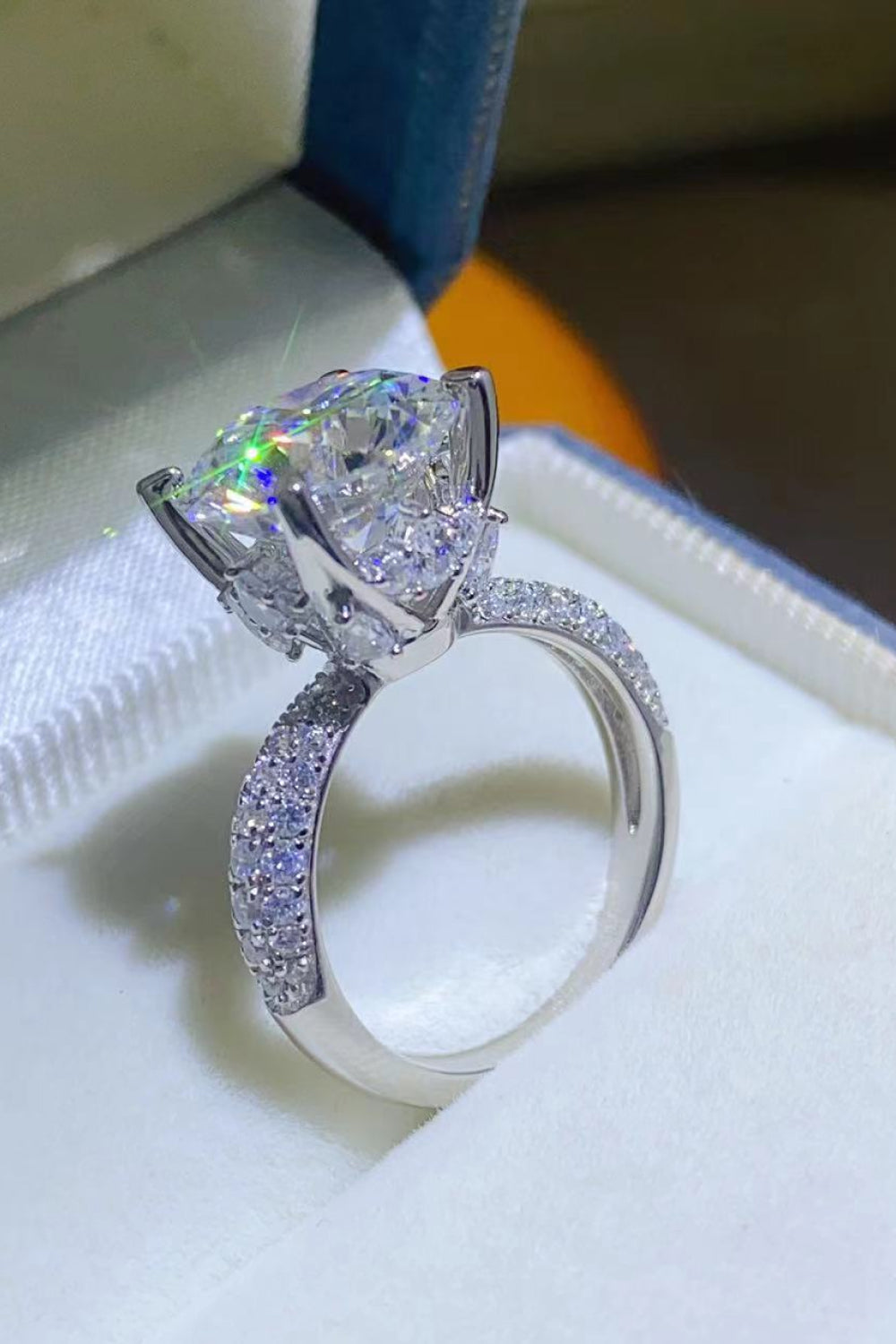 5 Carat Brilliant Round Cut Sparkala™ Moissanite Platinum Over Pure Sterling Silver Ring