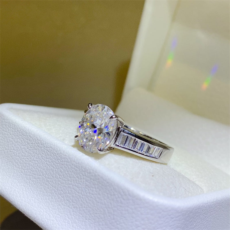 3 Carat Oval-Cut Moissanite Pure Sterling Silver Ring - Sparkala
