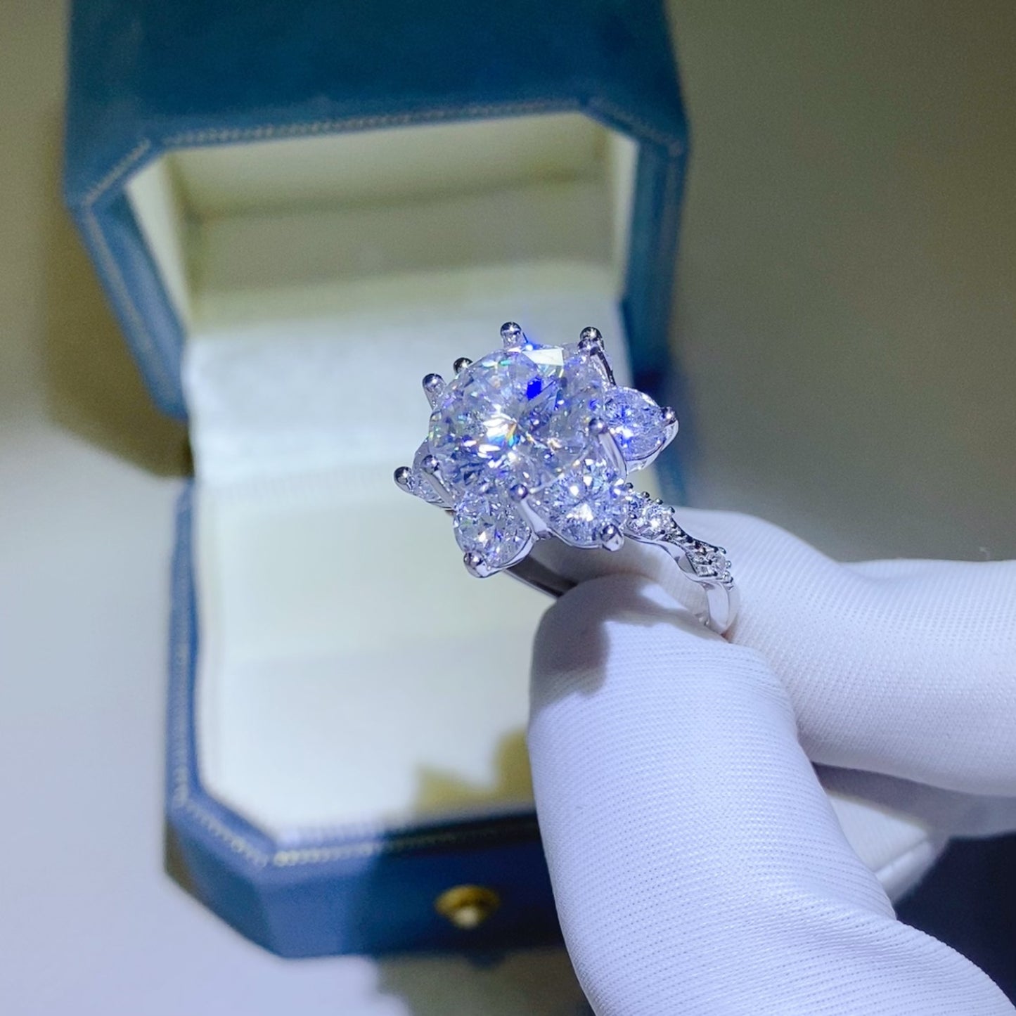 5 Carat Floral Sparkala™ Moissanite Pure Sterling Silver Ring