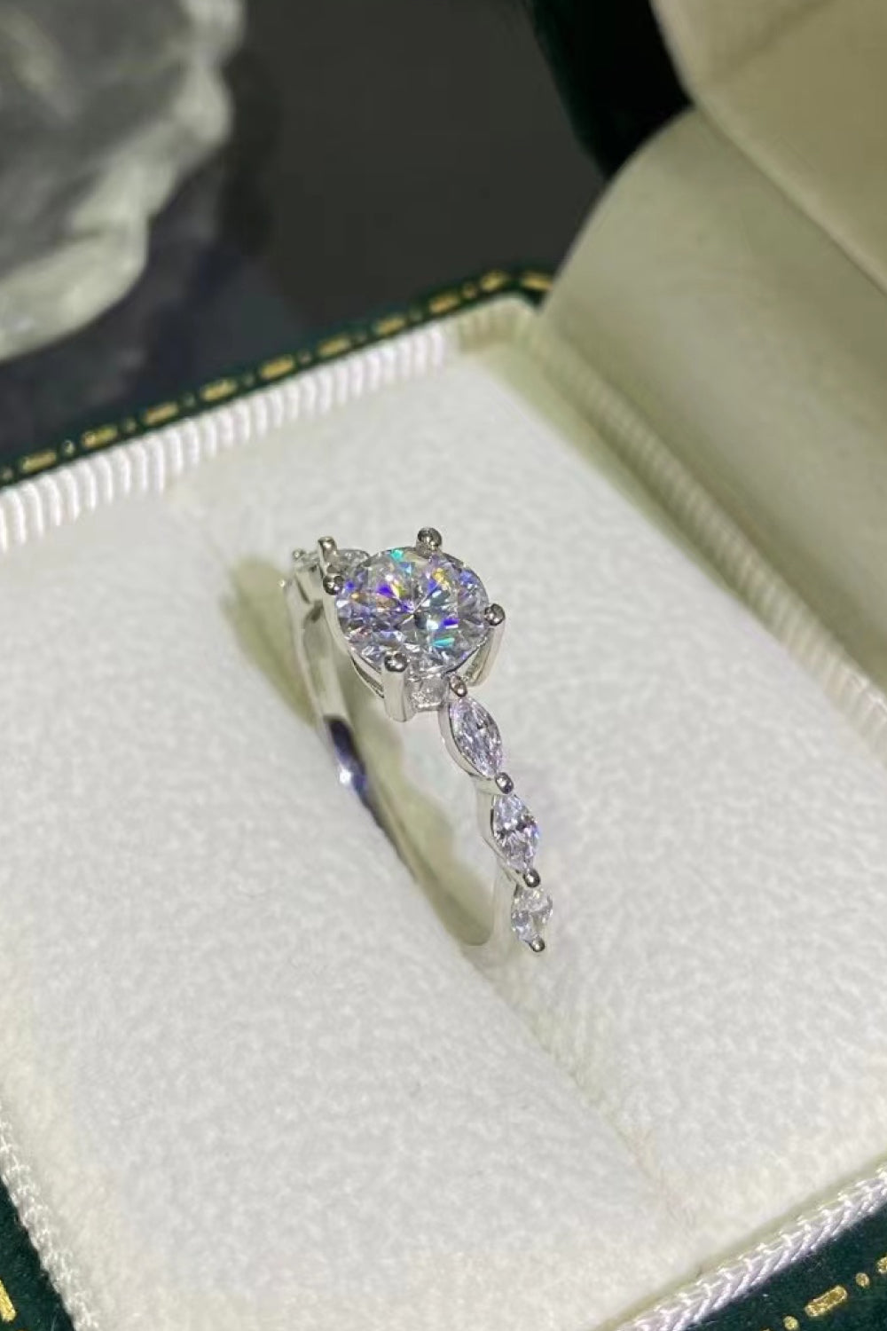 Now I See 1 Carat Brilliant Round Cut Sparkala™ Moissanite Ring (Platinum Over Pure Sterling Silver)