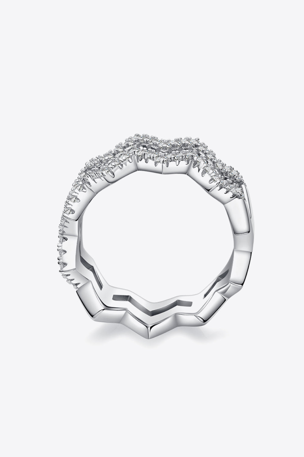 Adored Sparkala™ Moissanite Zigzag Stacking Rings (Platinum Over Pure Sterling Silver)