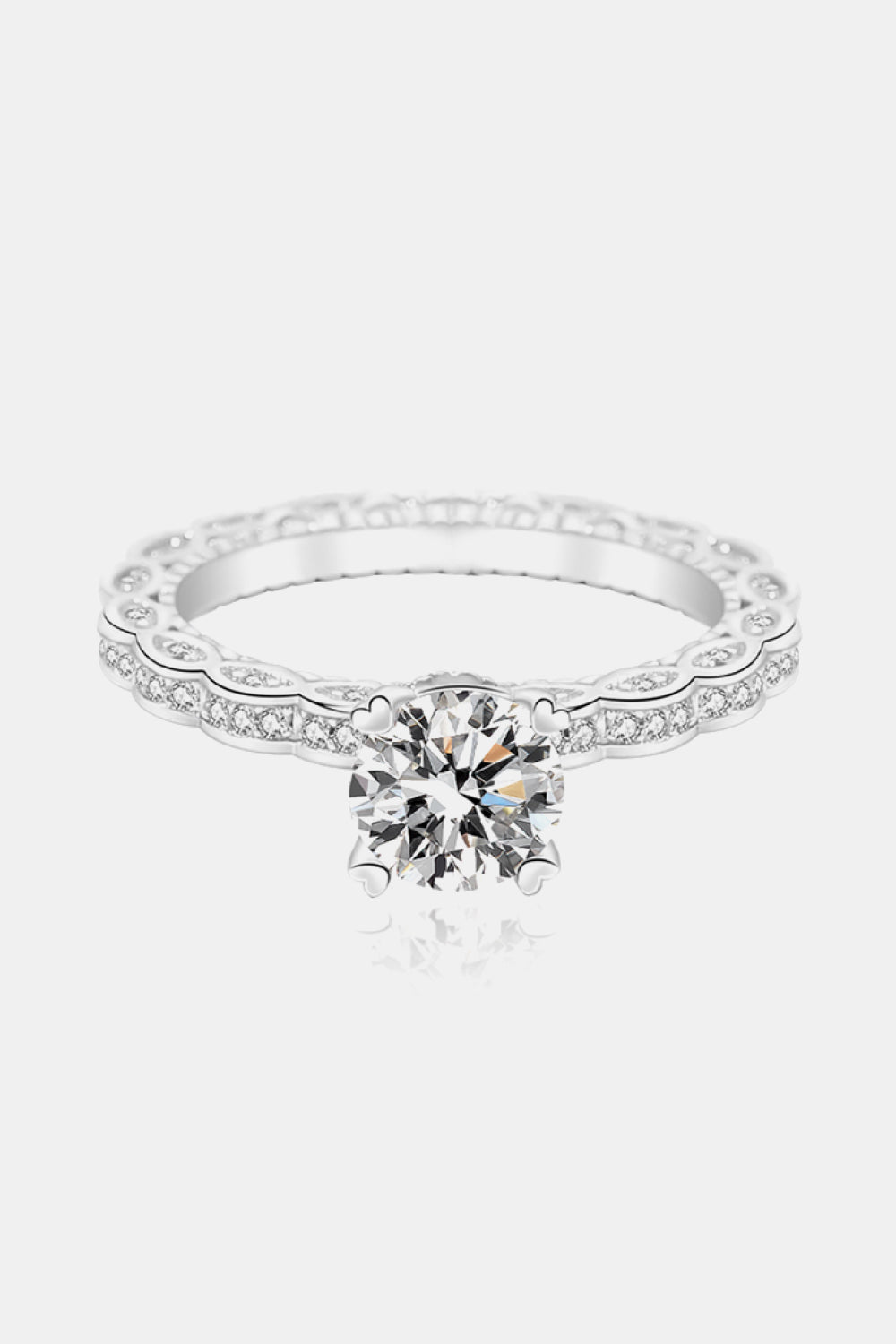 1 Carat Round Brilliant Cut Moissanite Platinum Over Pure Sterling Silver Eternity Ring - Sparkala