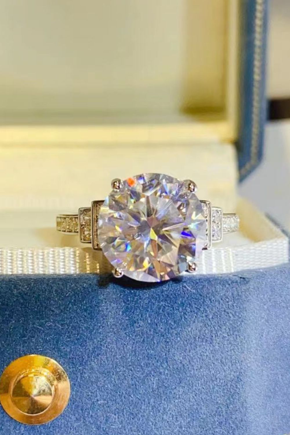 5 Carat Brilliant Round Cut Sparkala™ Moissanite Platinum Over Pure Sterling Silver Ring