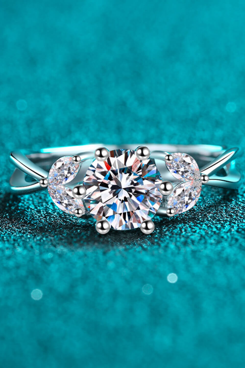 Come With Me 1 Carat Brilliant Round Cut Sparkala™ Moissanite Ring (Rhodium Over Pure Sterling Silver)