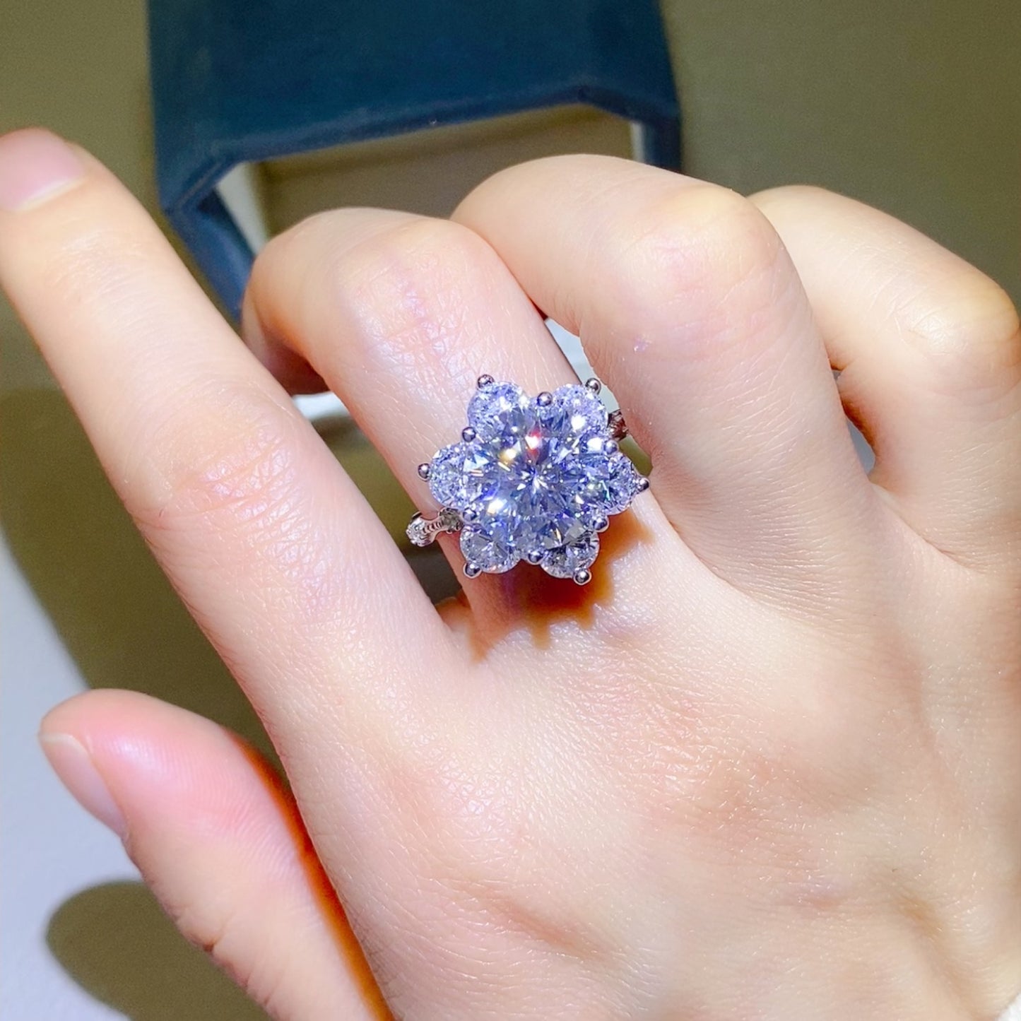 5 Carat Floral Sparkala™ Moissanite Pure Sterling Silver Ring
