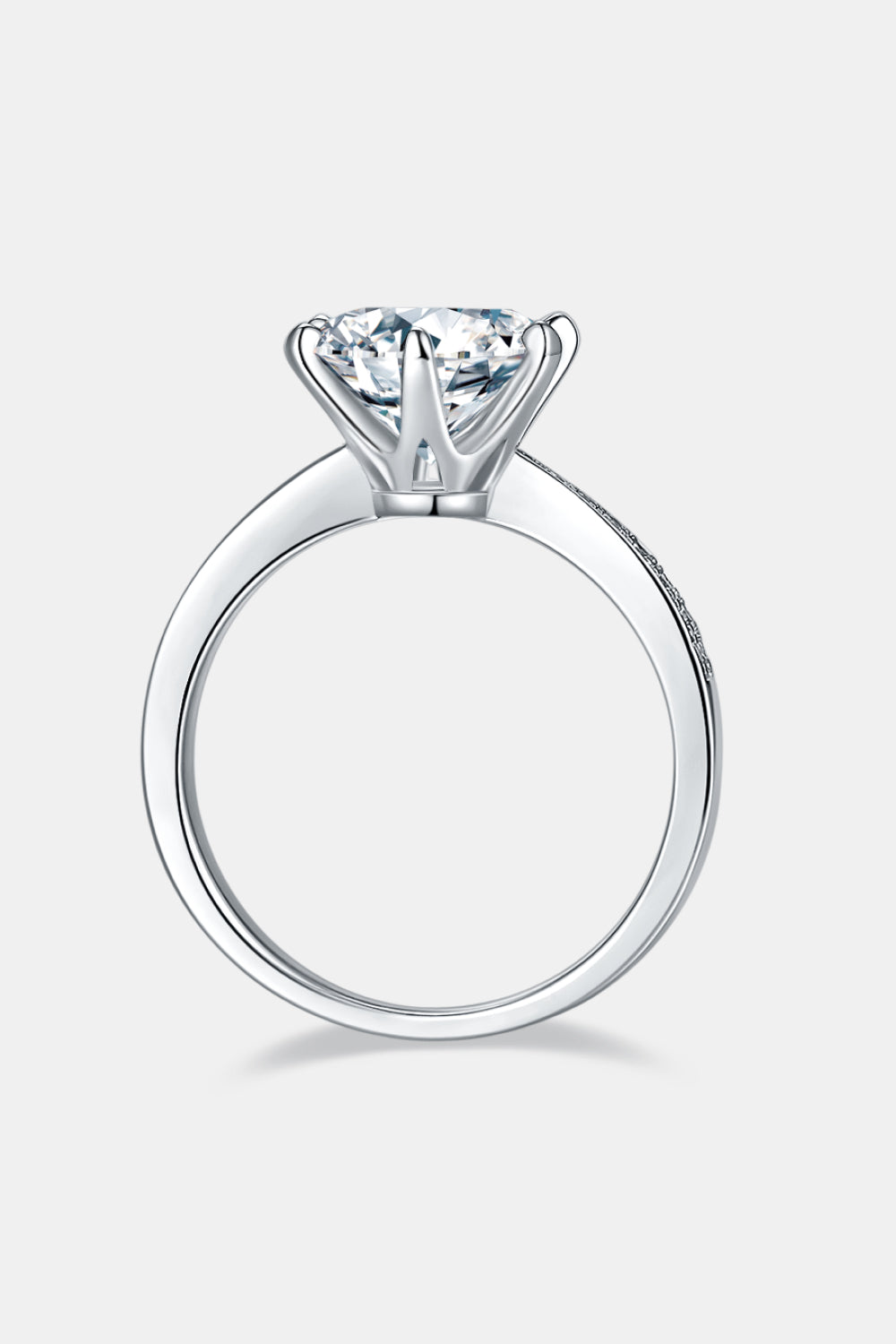 3 Carat Round Brilliant Cut Moissanite Side Stone Ring (Platinum Over Pure Sterling Silver) - Sparkala