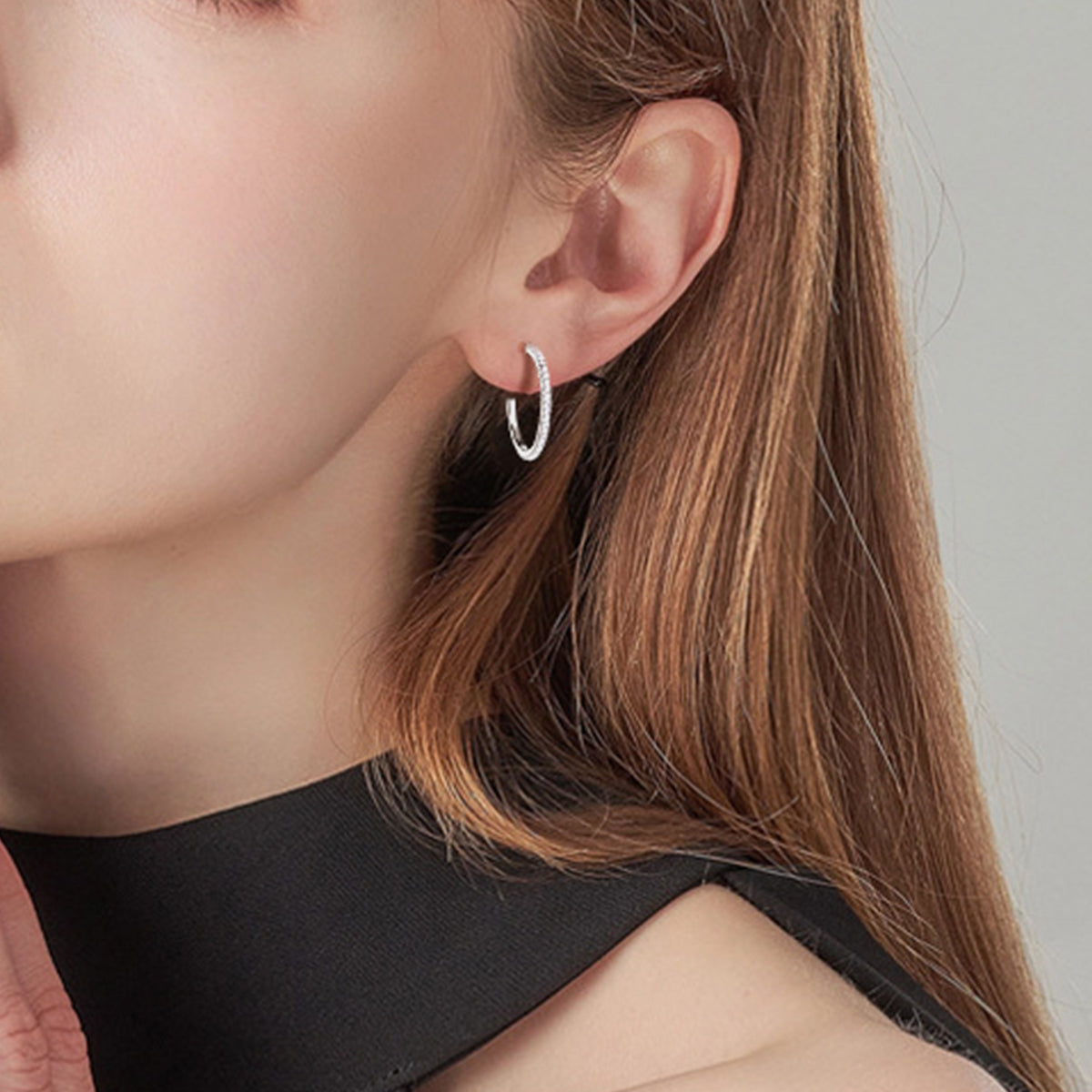 Inlaid Moissanite Pure Sterling Silver C-Hoop Earrings - Sparkala