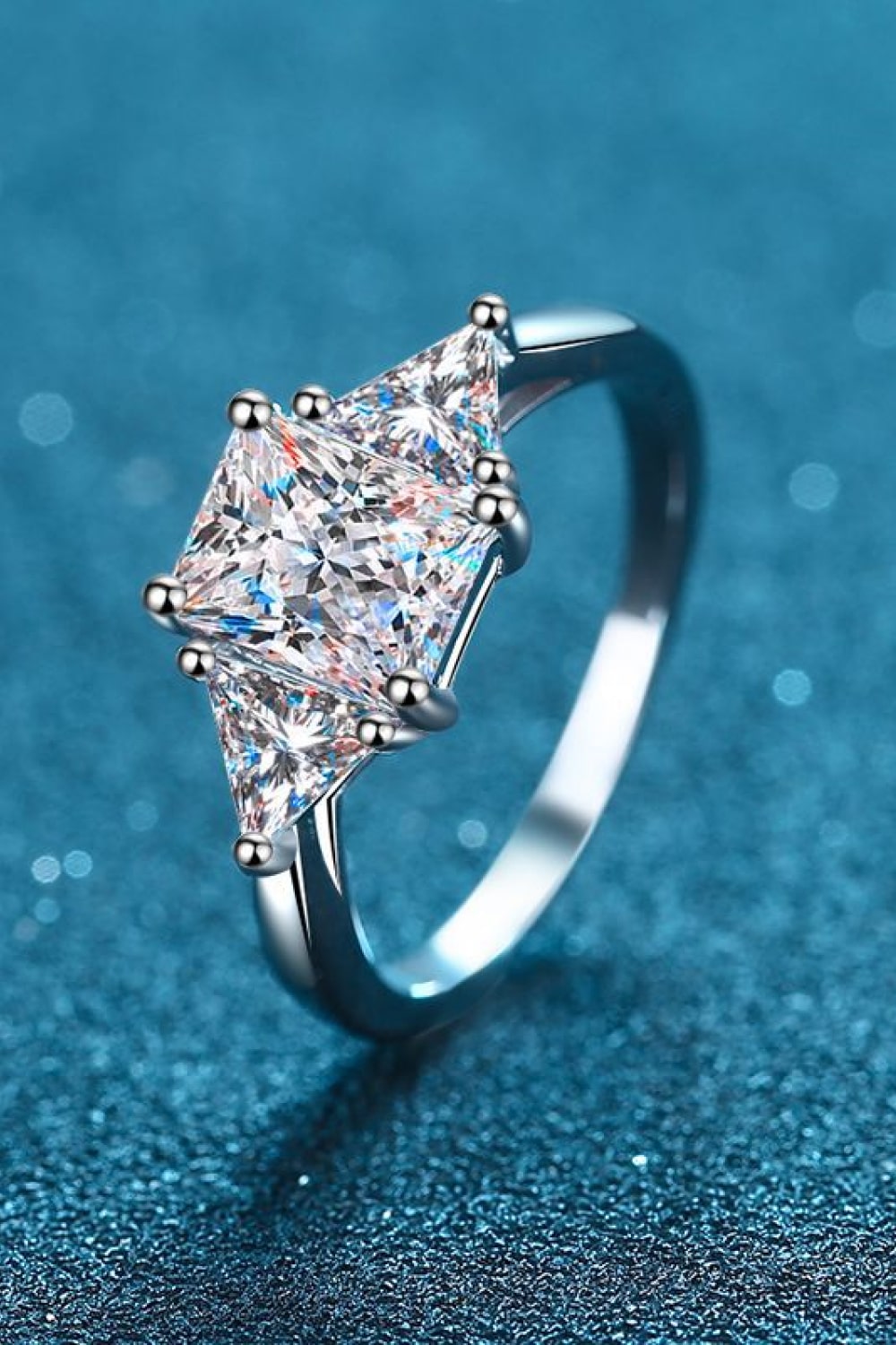 3 Carat Radiant-Cut Moissanite 925 Sterling Silver Rhodium-Plated Ring - Sparkala