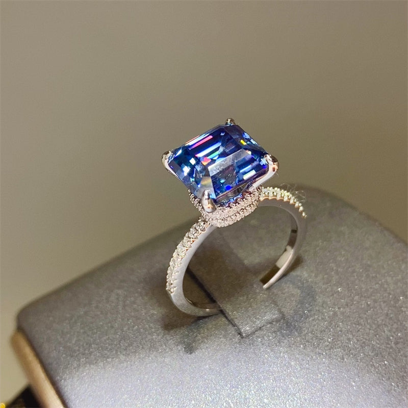 5 Carat Blue Sparkala™ Moissanite Sterling Silver Ring
