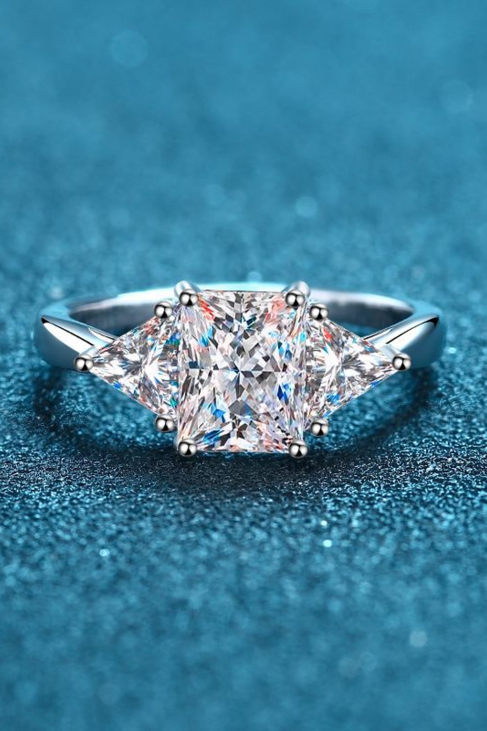 3 Carat Radiant-Cut Moissanite 925 Sterling Silver Rhodium-Plated Ring - Sparkala