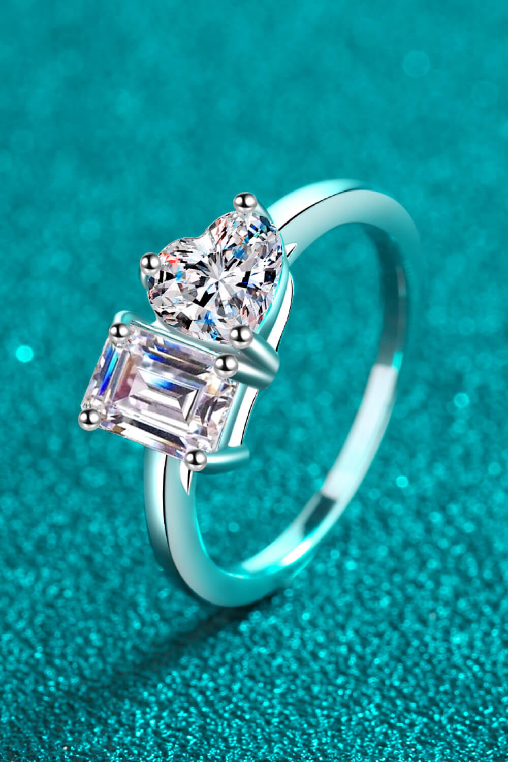 Rhodium-Plated 2 Carat Emerald-Cut Sparkala™ Ring