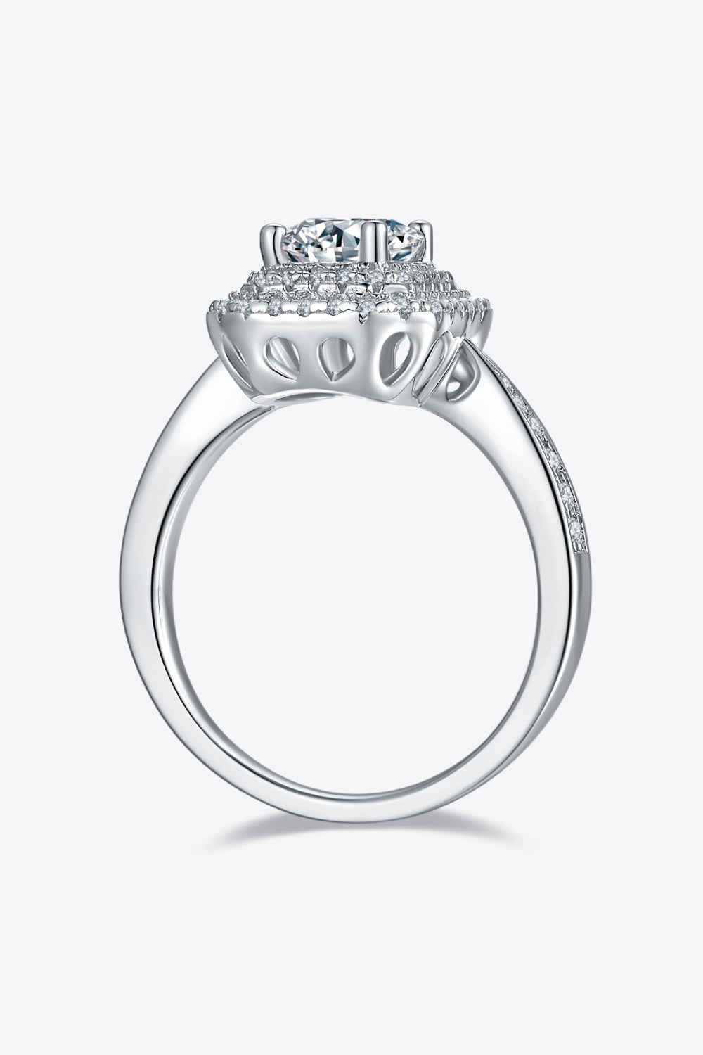 Adored 1 Carat Emerald-Cut Sparkala™ Platinum Over Pure Sterling Silver Side Stone Ring