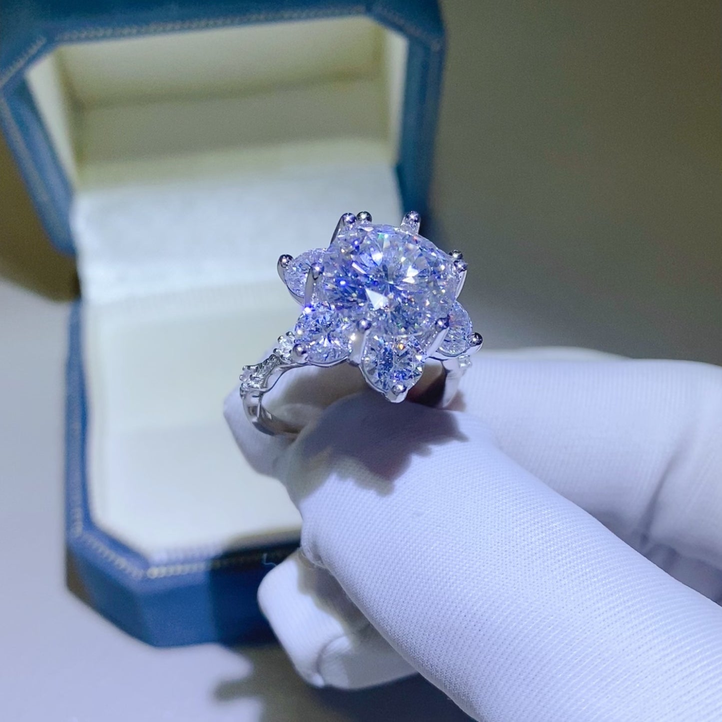 5 Carat Floral Sparkala™ Moissanite Pure Sterling Silver Ring