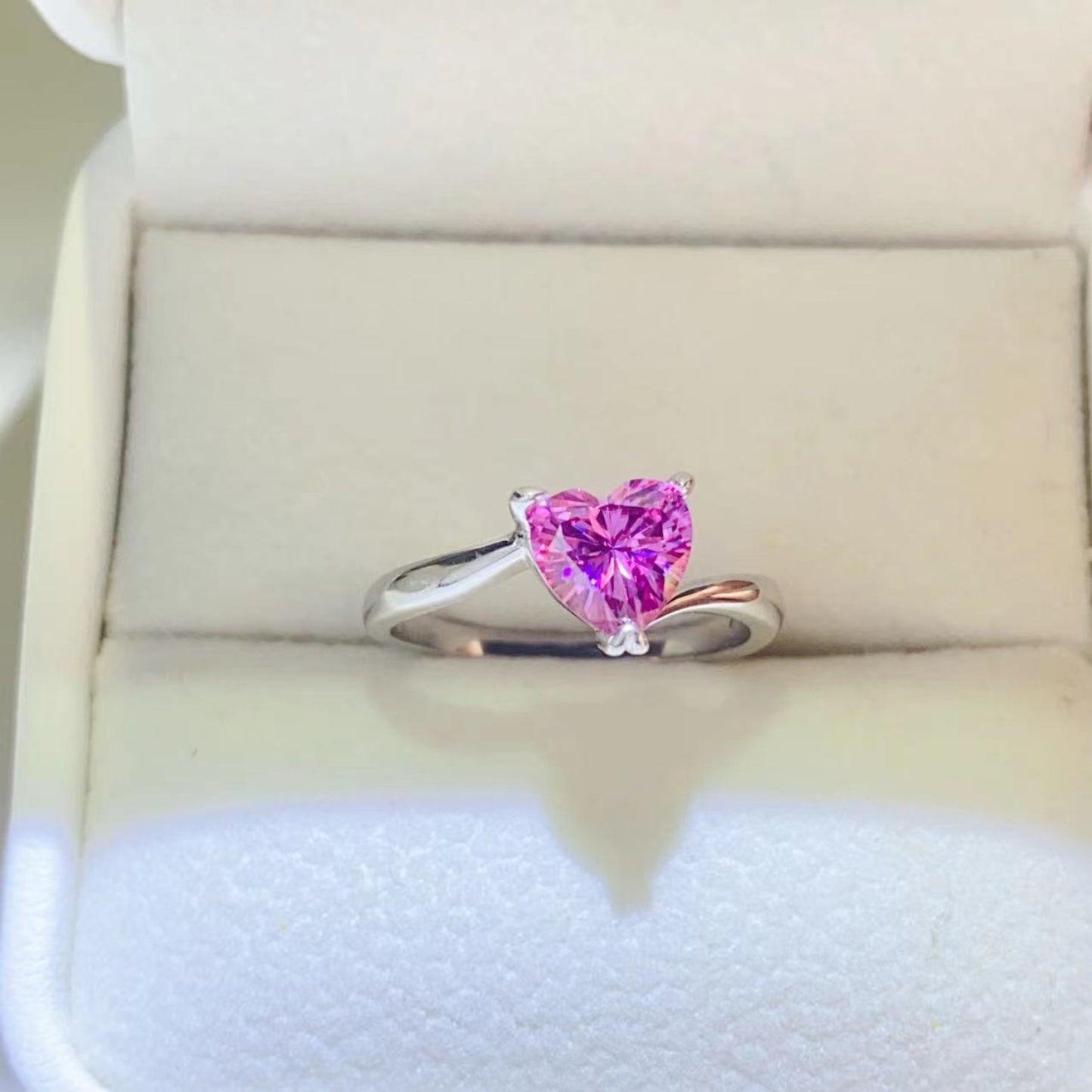 1 Carat Pink Moissanite Pure Sterling Silver Ring - Sparkala