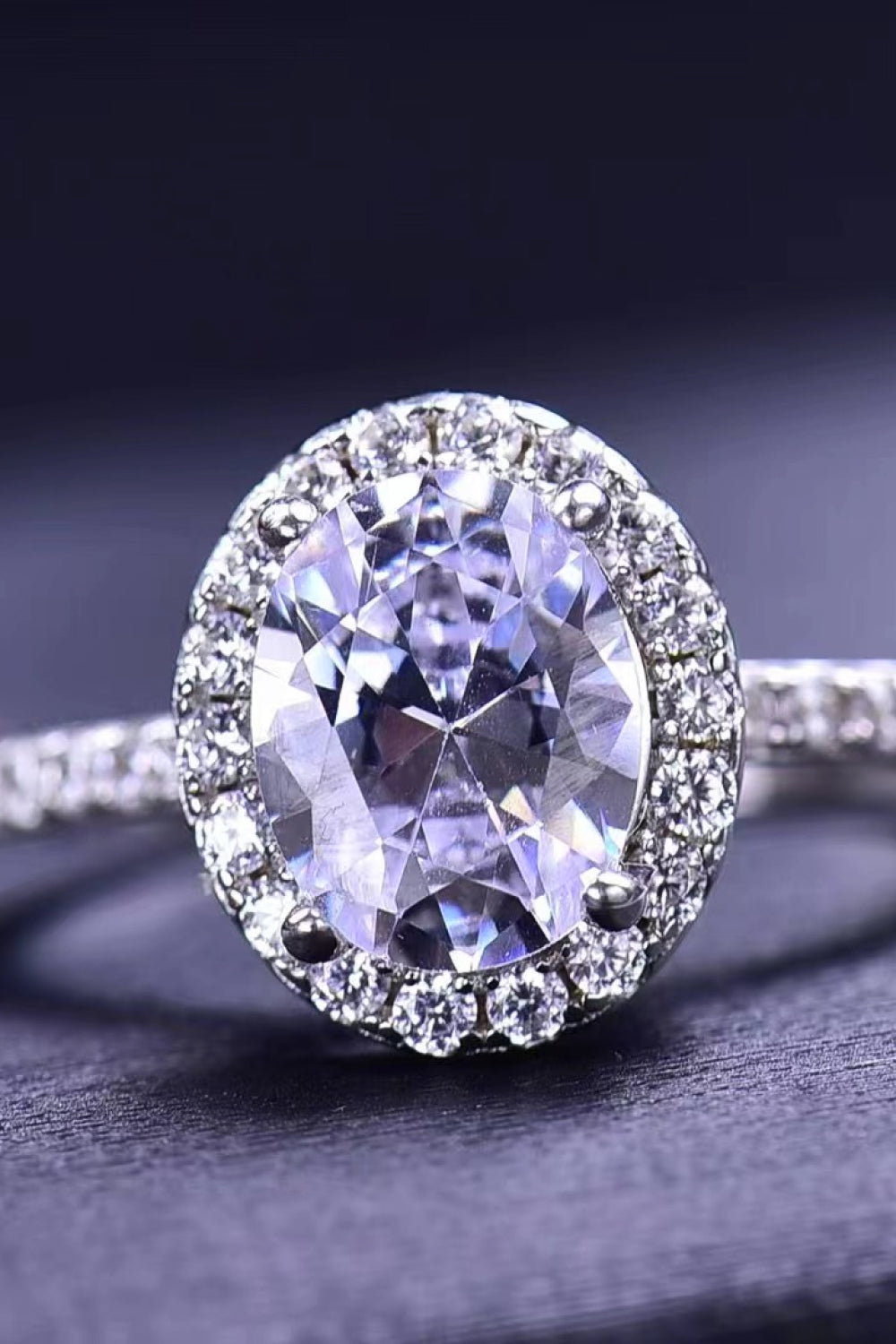 2 Carat Oval-Cut Moissanite Ring (Platinum Over Pure Sterling Silver) - Sparkala