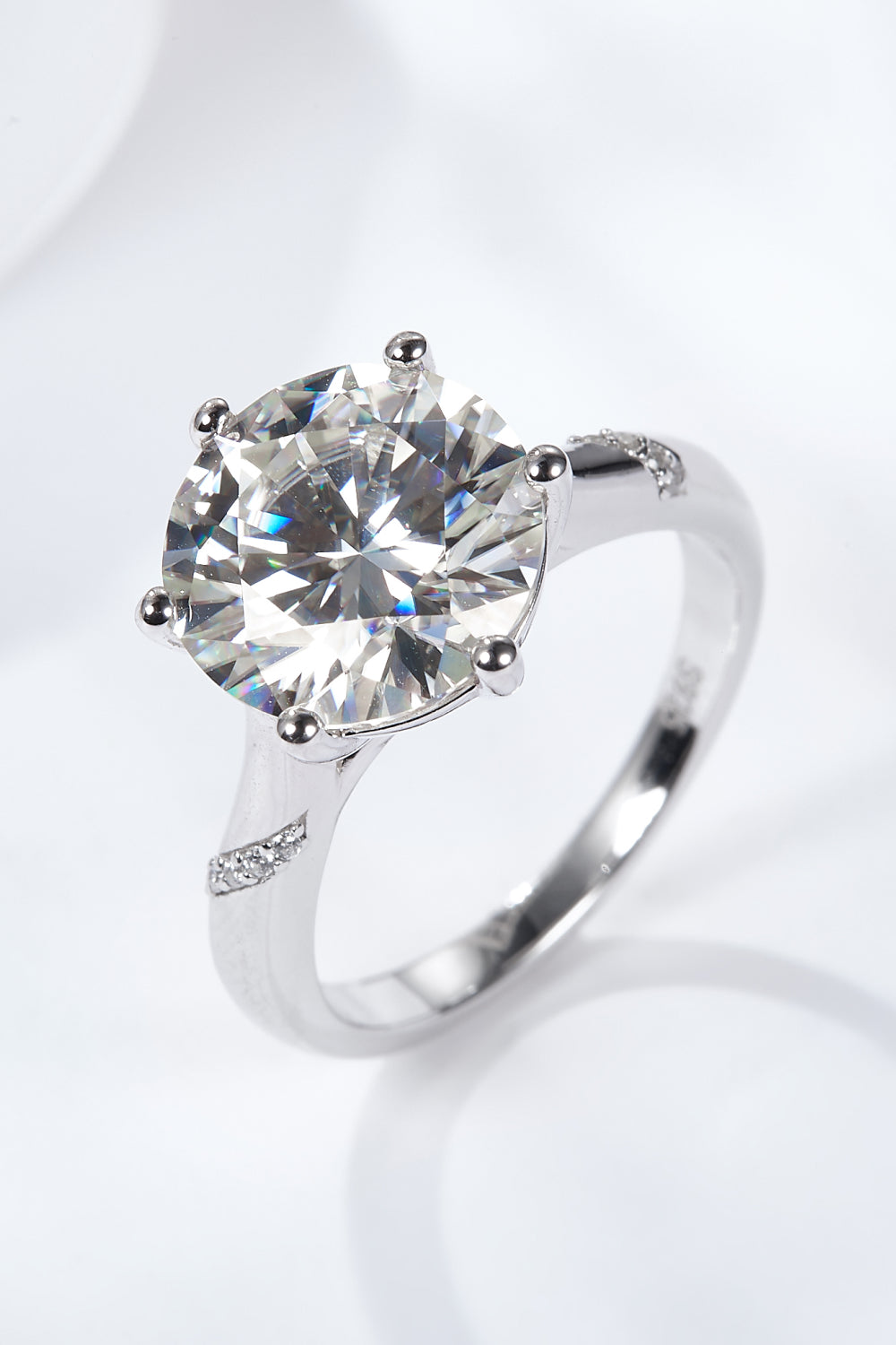 5 Carat Brilliant Round Cut Sparkala™ Moissanite Solitaire Ring (Platinum Over Pure Sterling Silver)