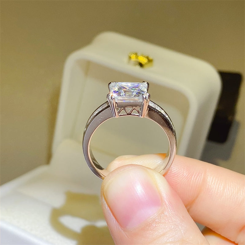 3 Carat Princess-Cut Moissanite Pure Sterling Silver Square Shape Ring - Sparkala