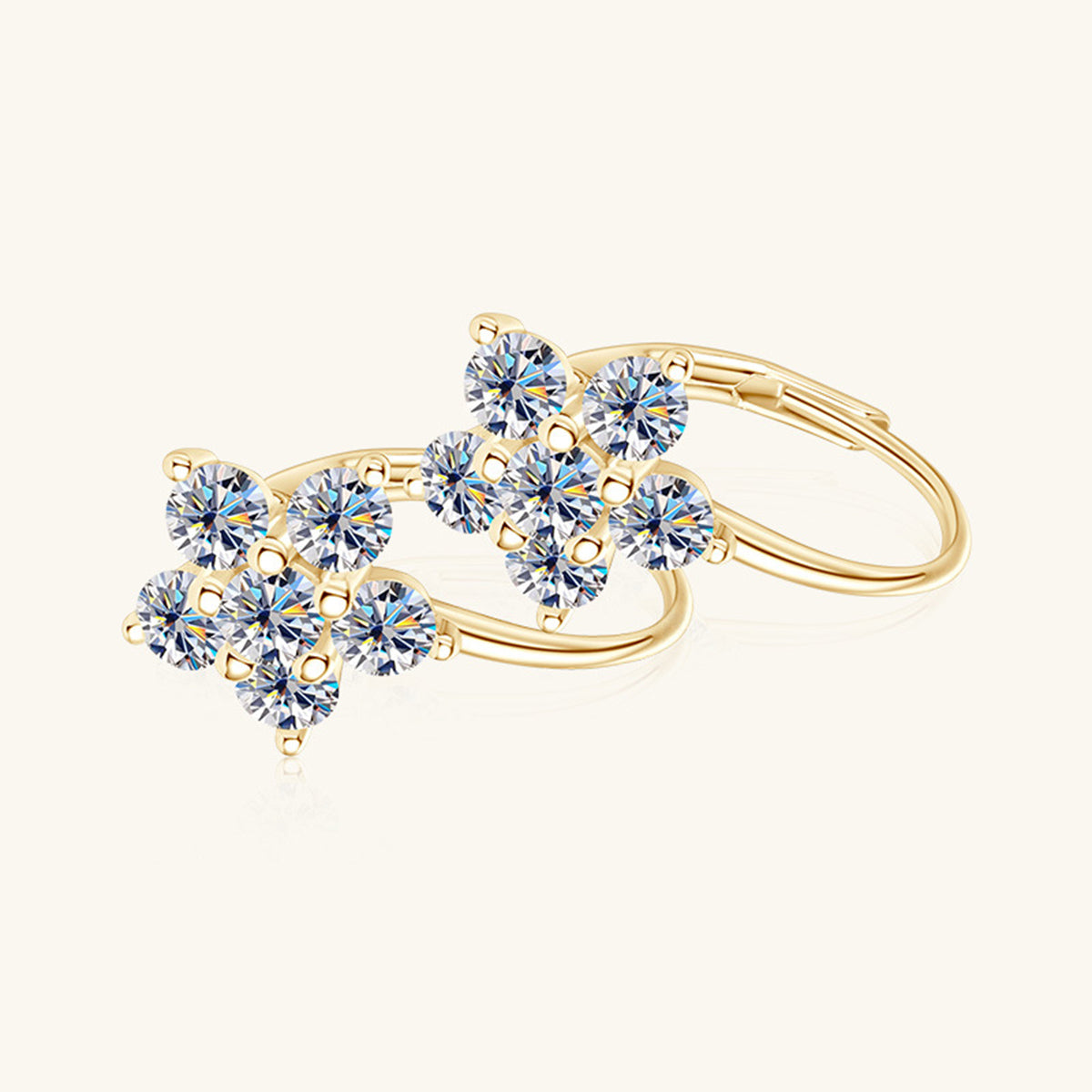 1.2 Carat Pure Sterling Silver Moissanite Flower Huggie Earrings - Sparkala