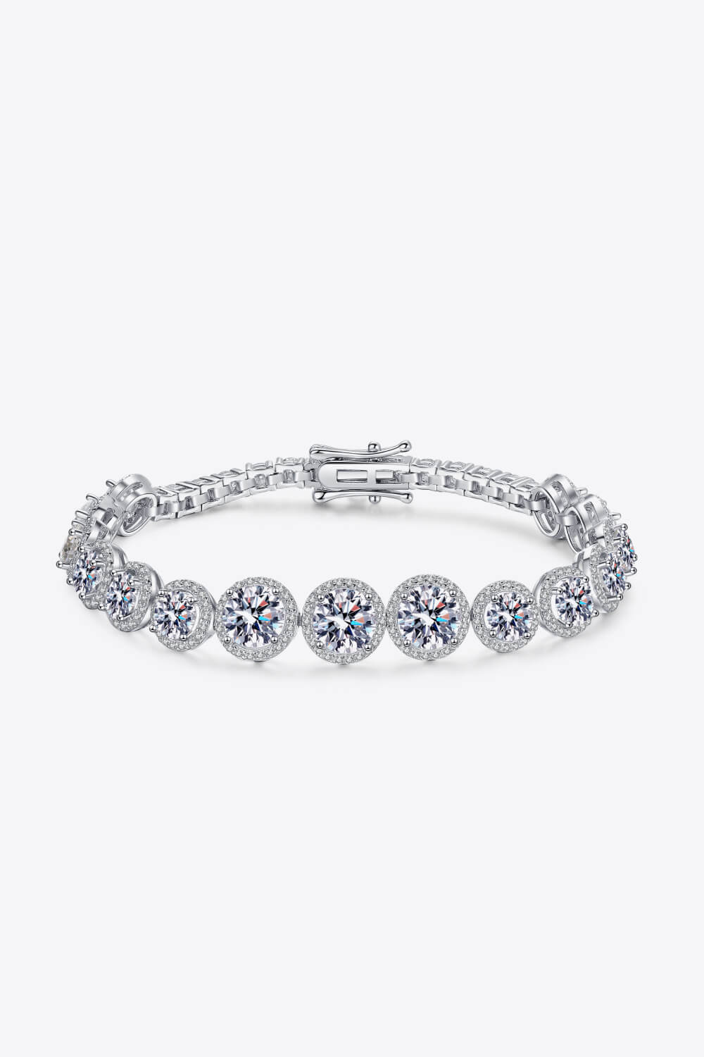 10.4 Carat Brilliant Round Cut Sparkala™ Moissanite Tennis Bracelet (Rhodium Over Pure Sterling Silver)