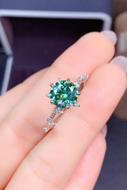 All Eyes On Me 1 Carat Green Brilliant Round Cut Sparkala™ Platinum-Plated Ring