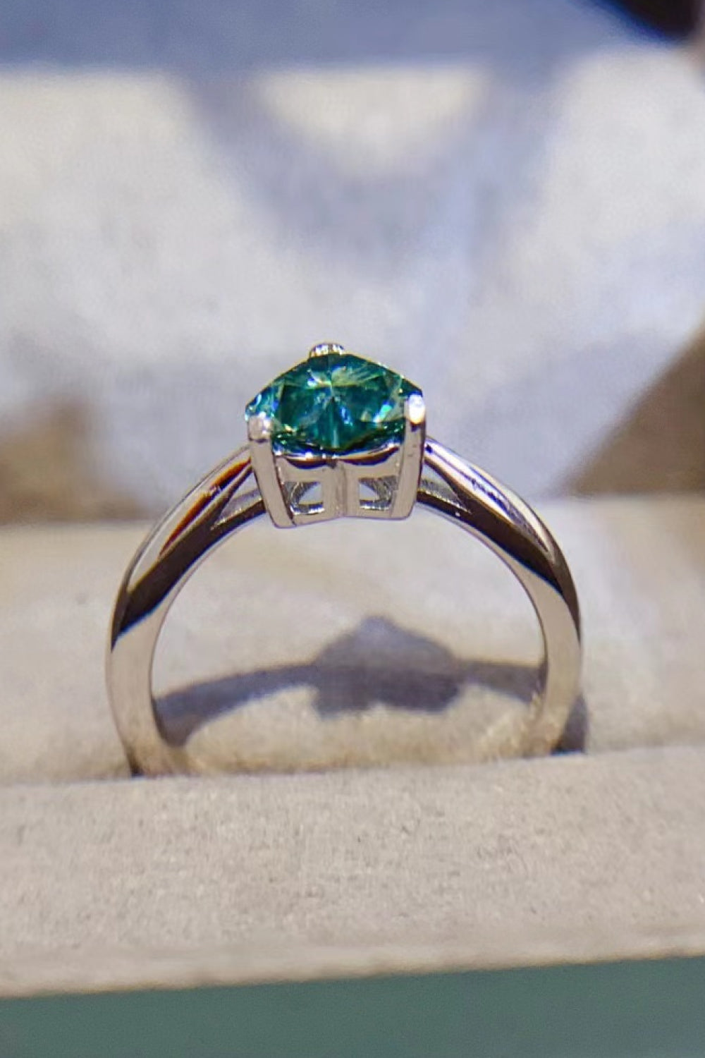1 Carat Moissanite Heart Platinum Over Pure Sterling Silver Ring - Sparkala