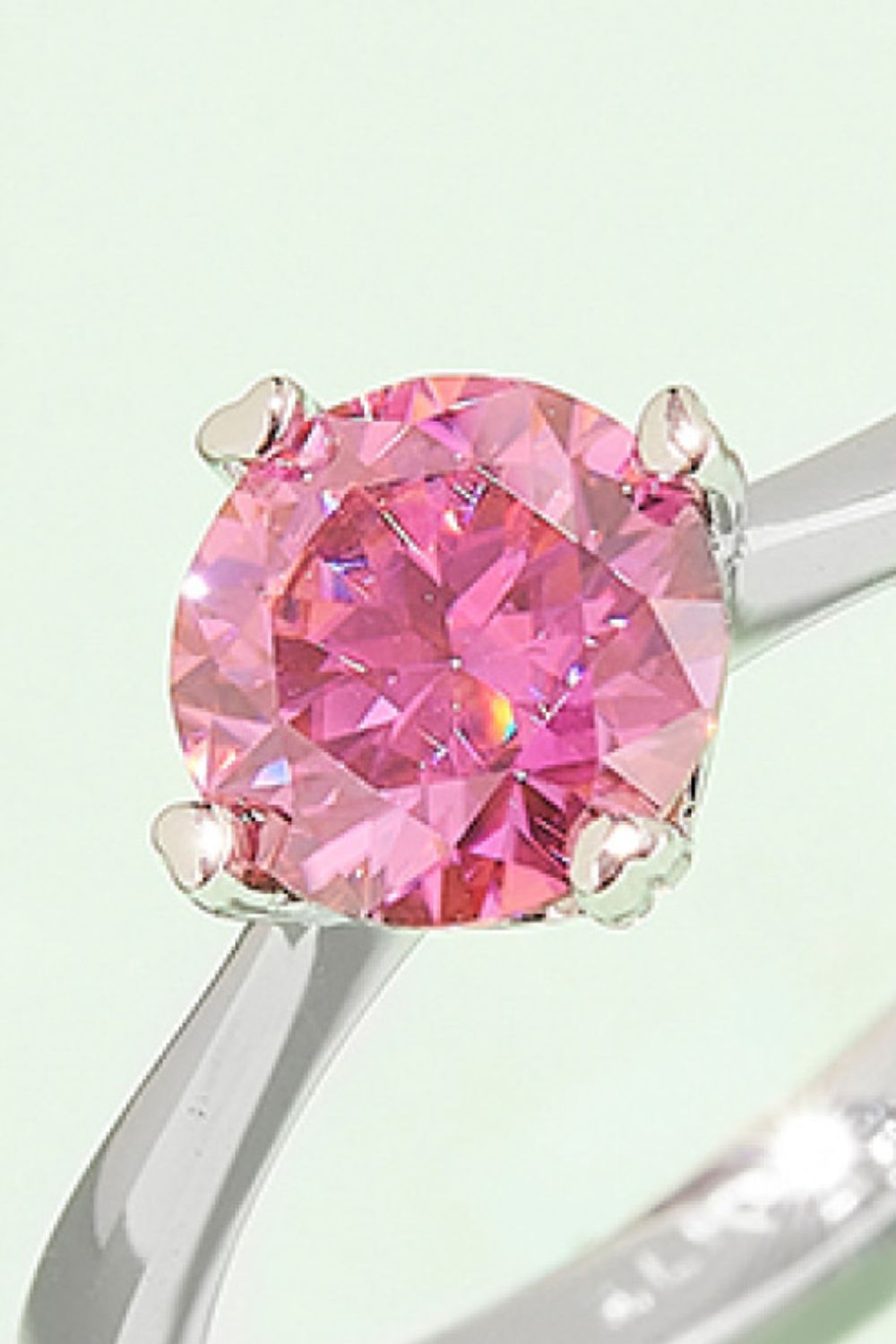 1 Carat Moissanite Platinum Over Pure Sterling Silver Solitaire Ring (Yellow, Pink, or Blue) - Sparkala