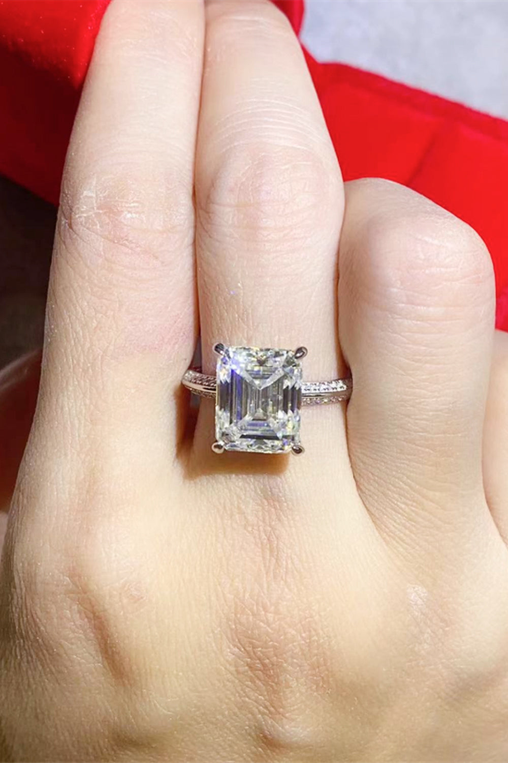 5 Carat Emerald-Cut Sparkala™ Ring (Platinum Over Pure Sterling Silver)