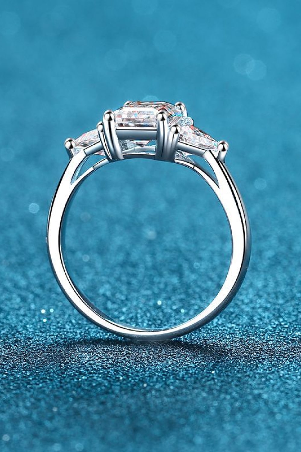 3 Carat Radiant-Cut Moissanite 925 Sterling Silver Rhodium-Plated Ring - Sparkala