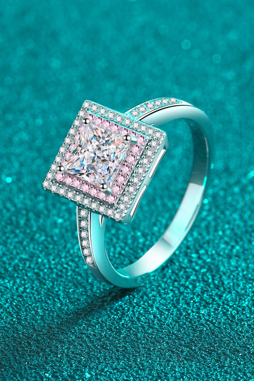 Stay Elegant 1 Carat Two-Tone Pink Princess-Cut Sparkala™ Ring (Platinum Over Pure Sterling Silver)